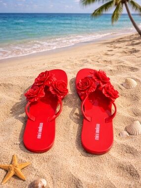 Mini Melissa Children’s Red Floral Jelly Sandals